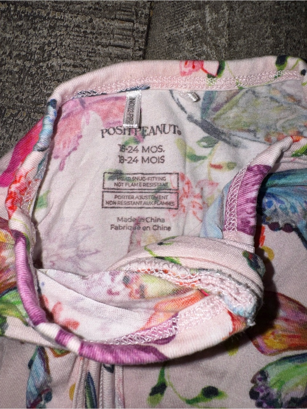 Posh Peanut Pink Butterfly Zip One-Piece Pajamas - Picture 4 of 4